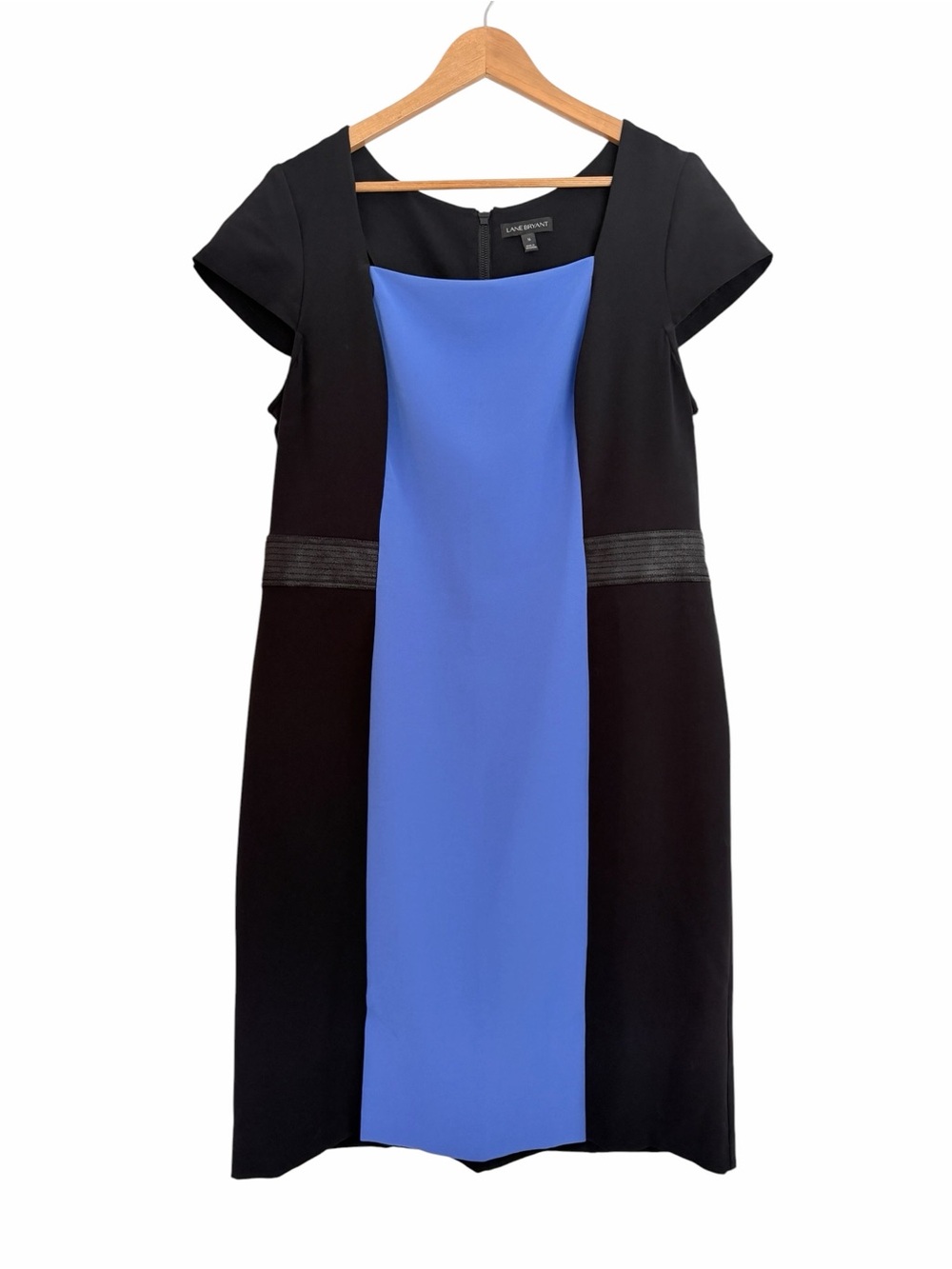 Lane Bryant Black & Periwinkle Colorblock Sheath Dress Sz 16